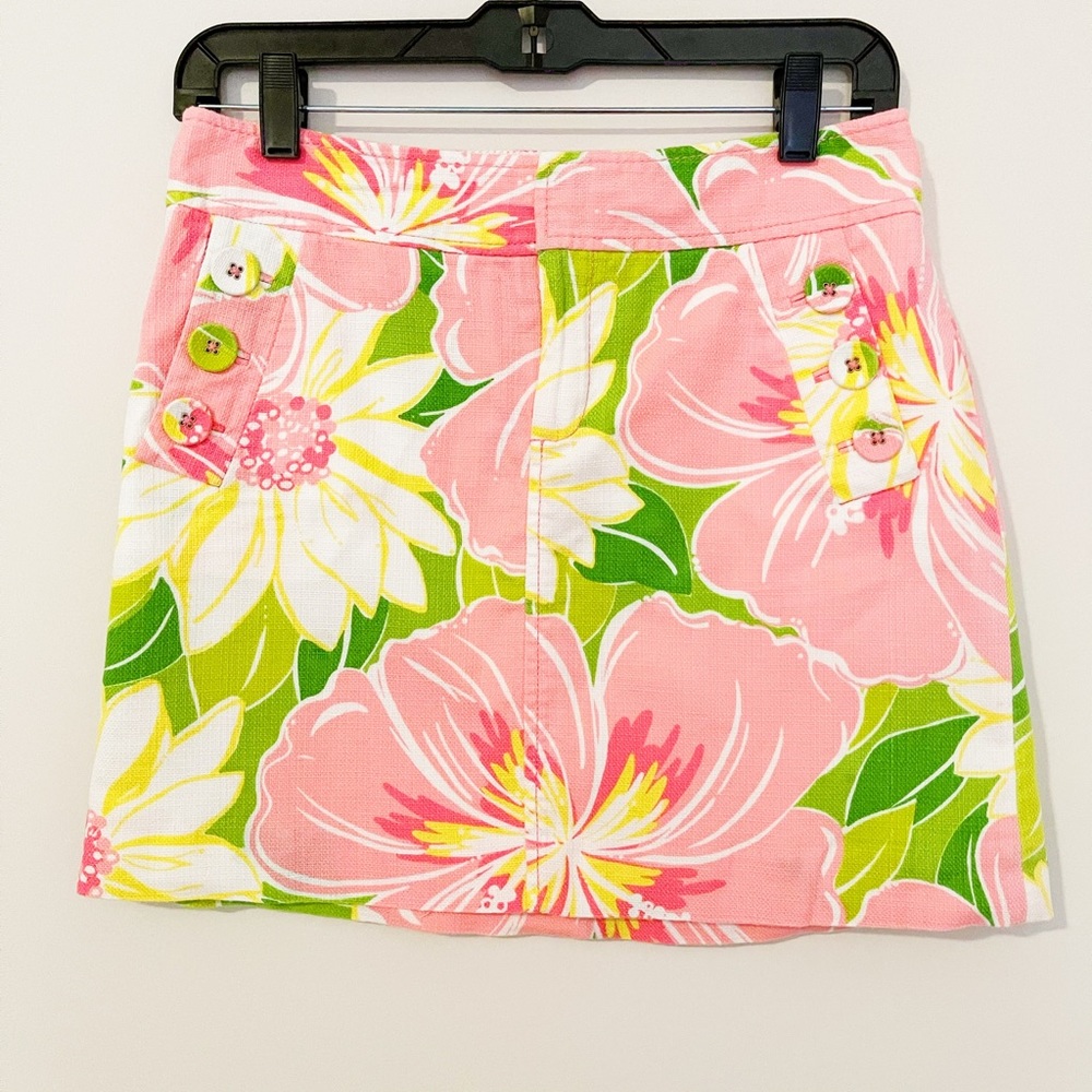 Lilly Pulitzer Pink Floral Cotton-Blend Mini Skirt
